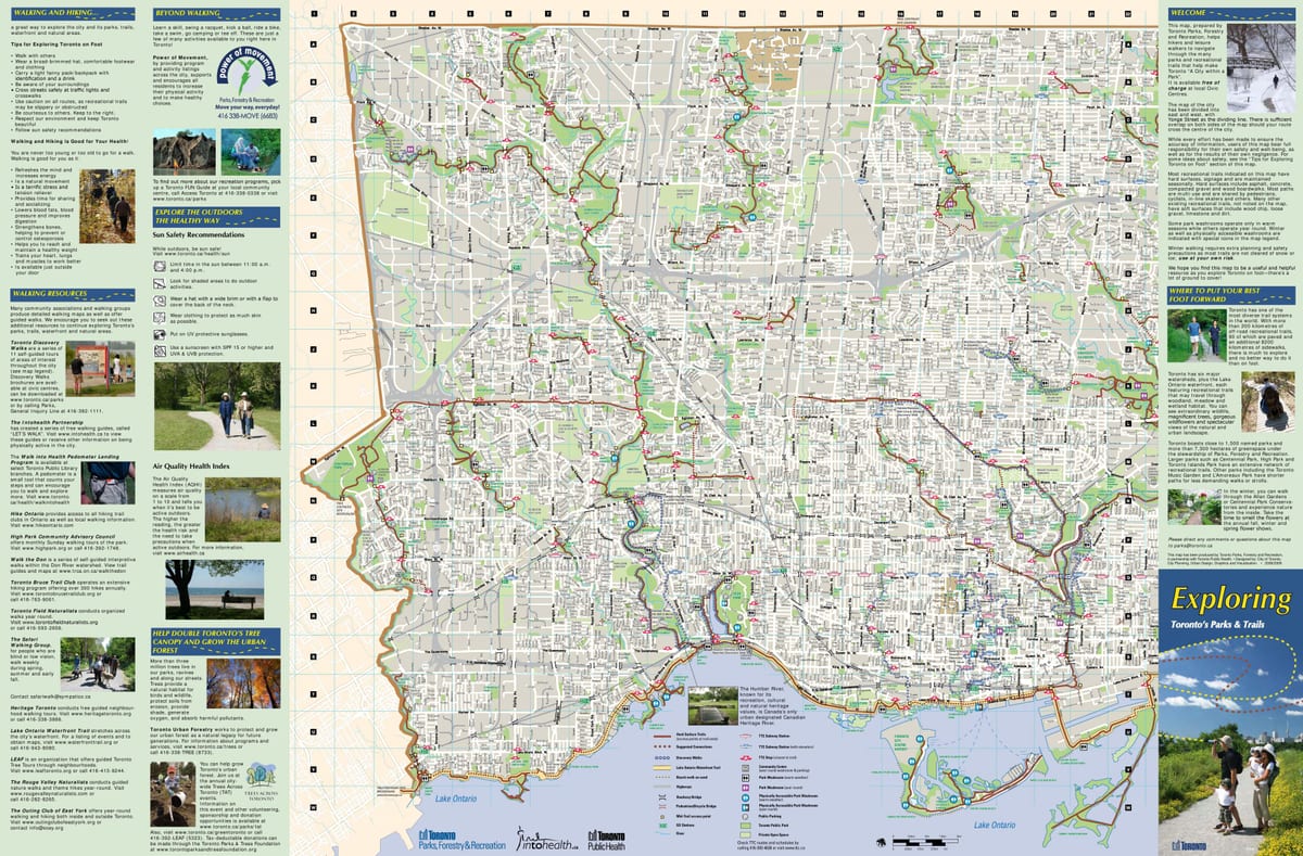 Carte parcs et sentiers pédestres Ouest Toronto