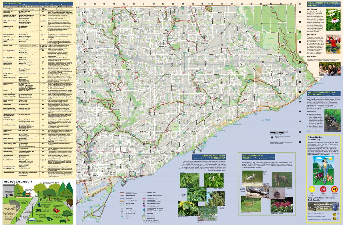 Carte parcs et sentiers pédestres Est Toronto