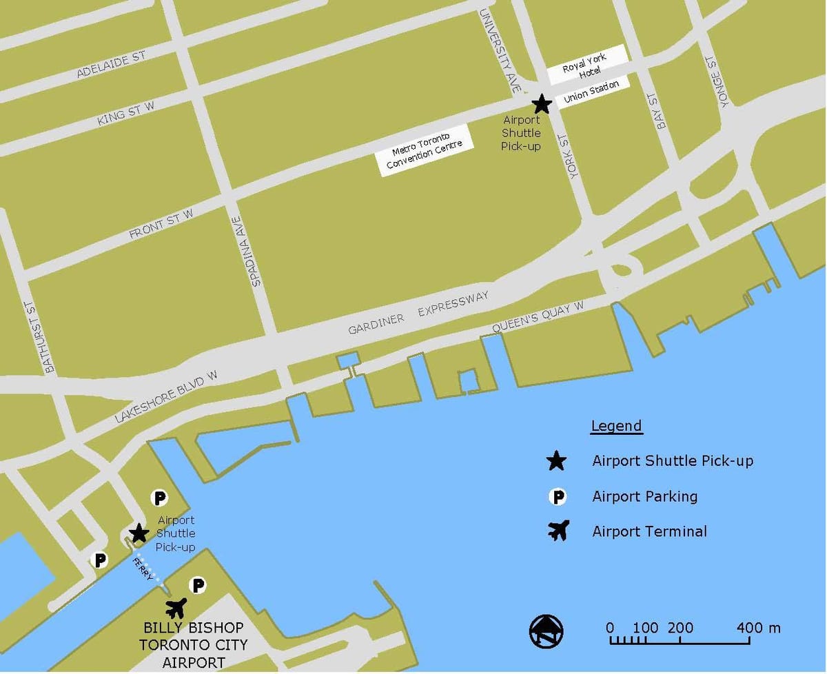 Carte parking aéroport Billy Bishop Toronto
