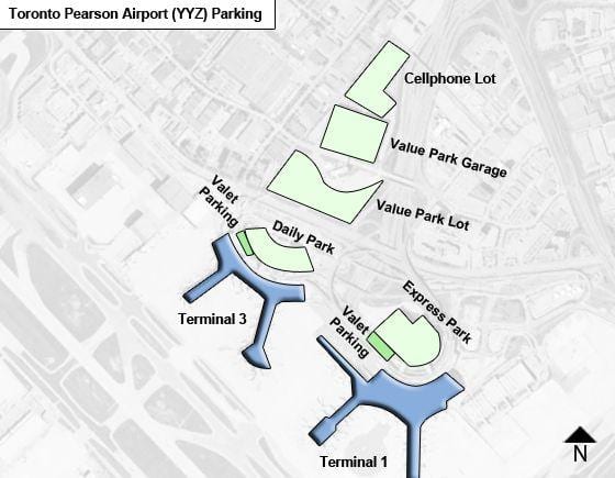 Carte parking aéroport Pearson Toronto