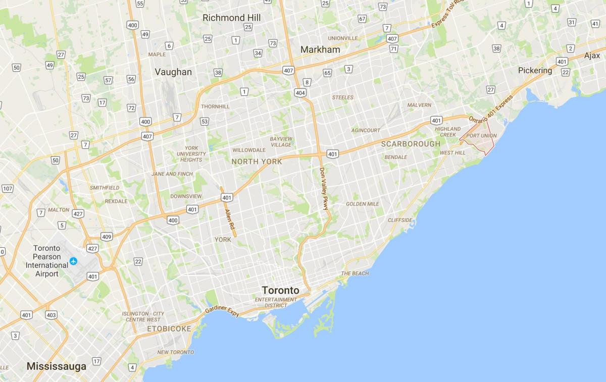 Carte Port Union district de Toronto