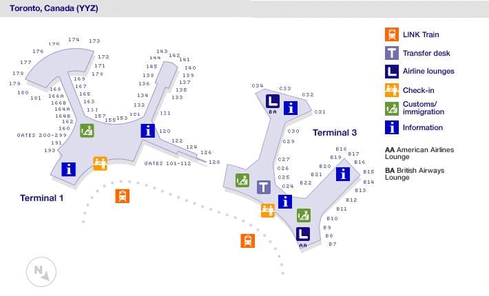 Carte portes aéroport de Toronto
