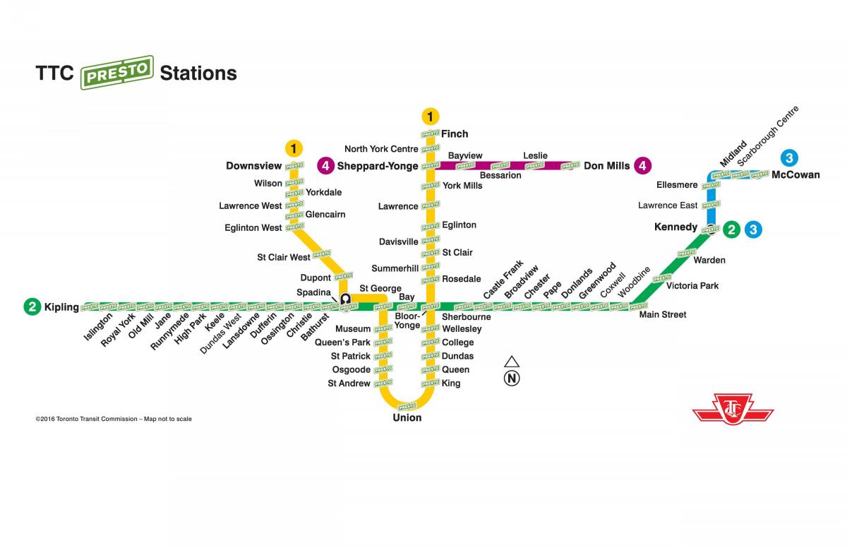 Carte presto stations TTC