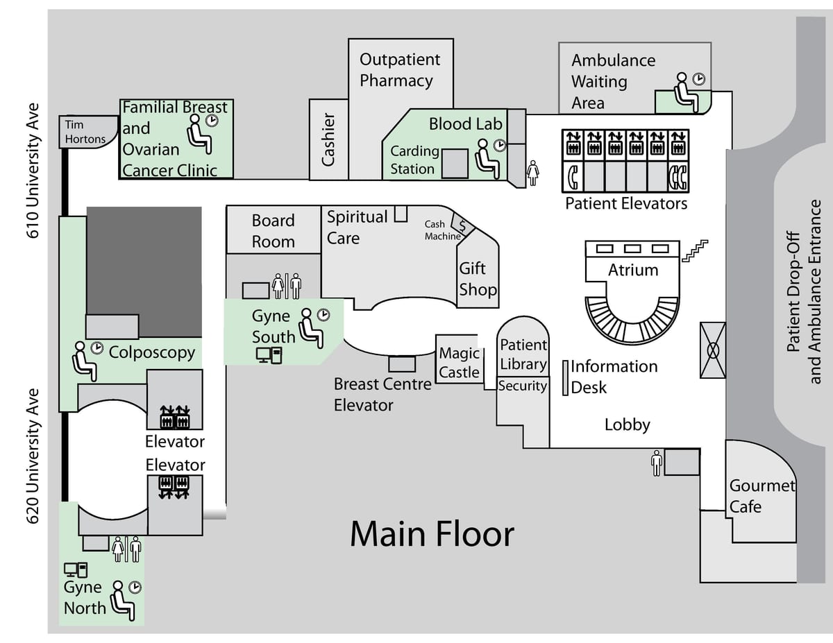 Carte Princess Margaret Cancer Centre Toronto étage principal