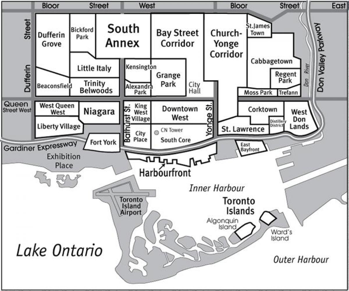 Carte Quartier South Core Toronto