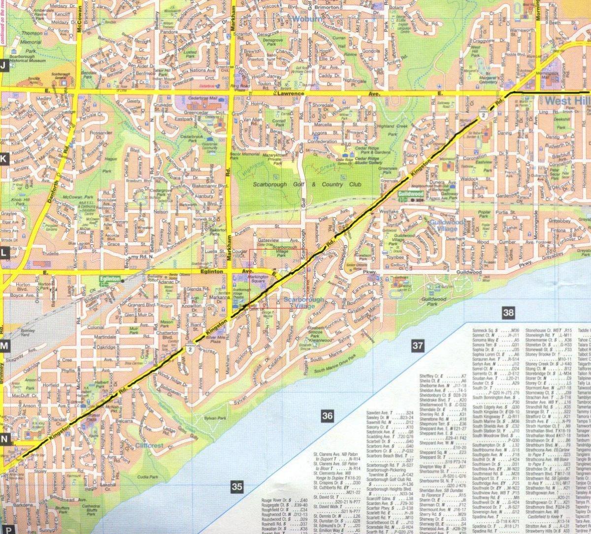 Carte route Kingston Toronto