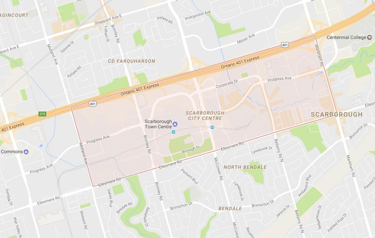 Carte Scarborough City Centre quartier Toronto