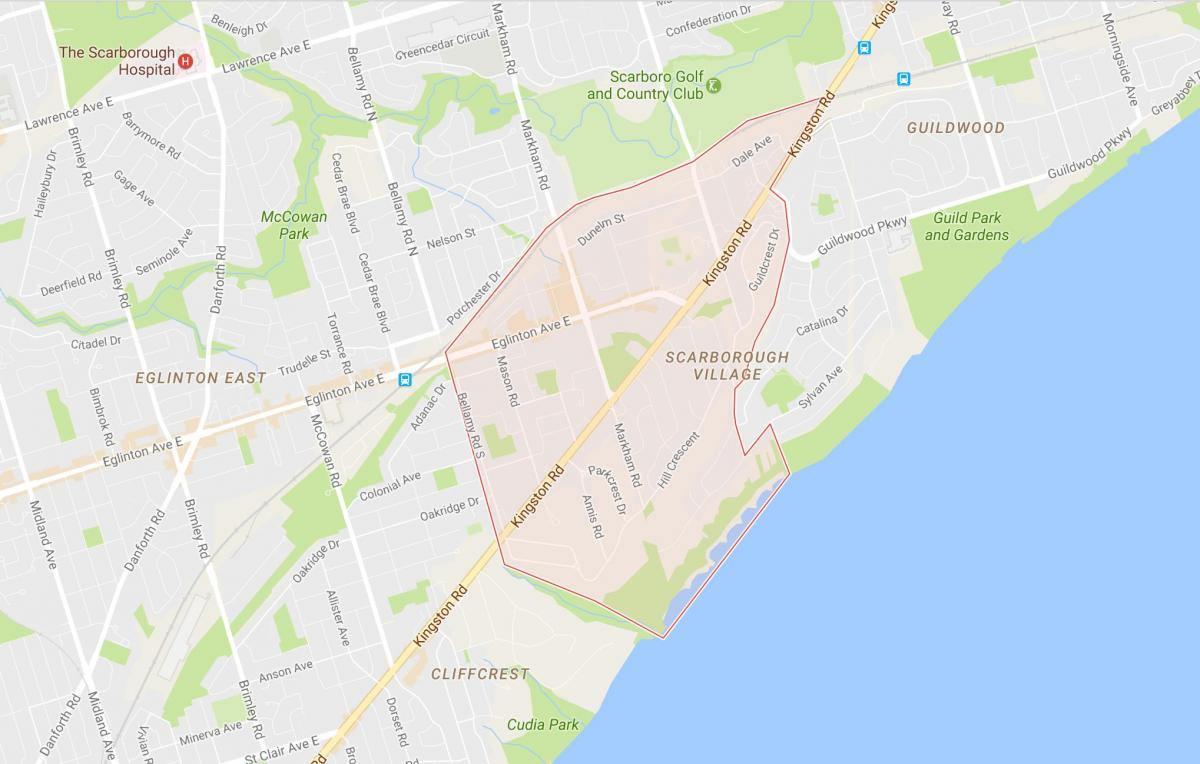 Carte Scarborough Village quartier Toronto