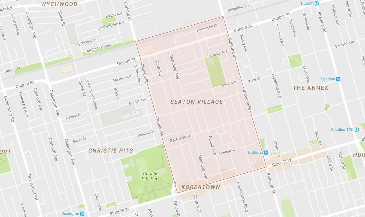 Carte Seaton Village quartier Toronto