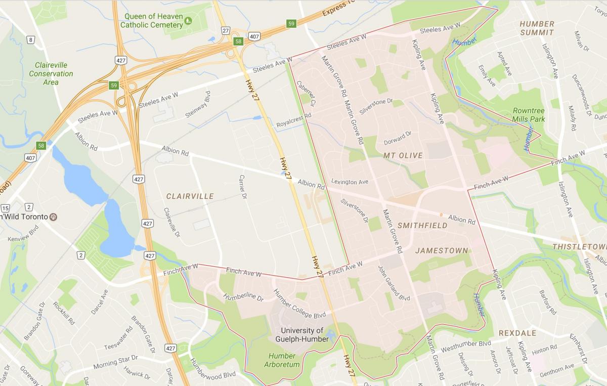 Carte Smithfield quartier Toronto