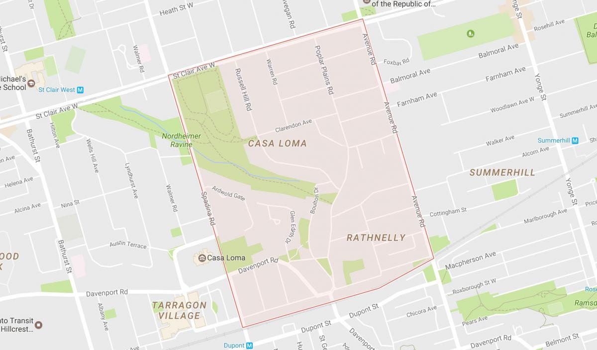 Carte South Hill quartier Toronto