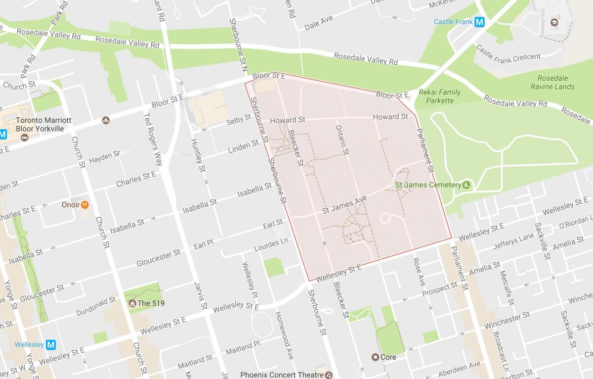 Carte St. James Town quartier Toronto
