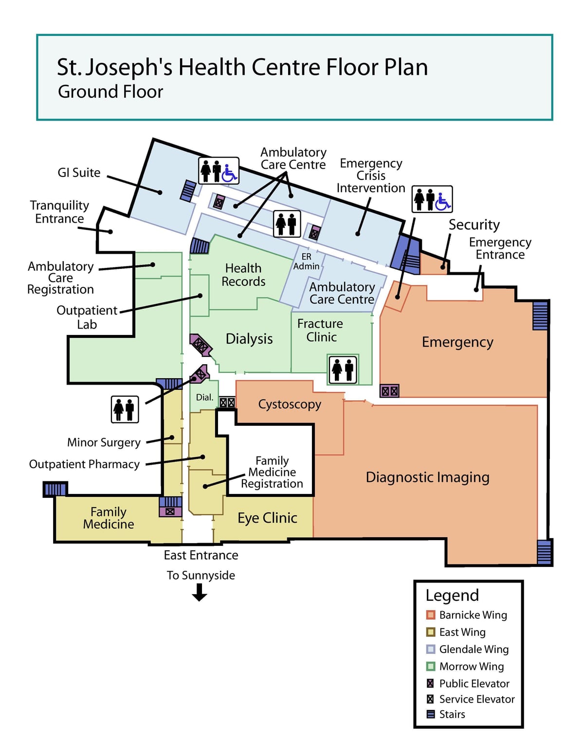 Carte St. Joseph's Health Centre rez-de-chaussée