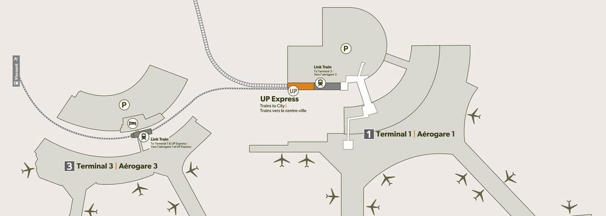 Carte station de train aéroport Pearson Toronto