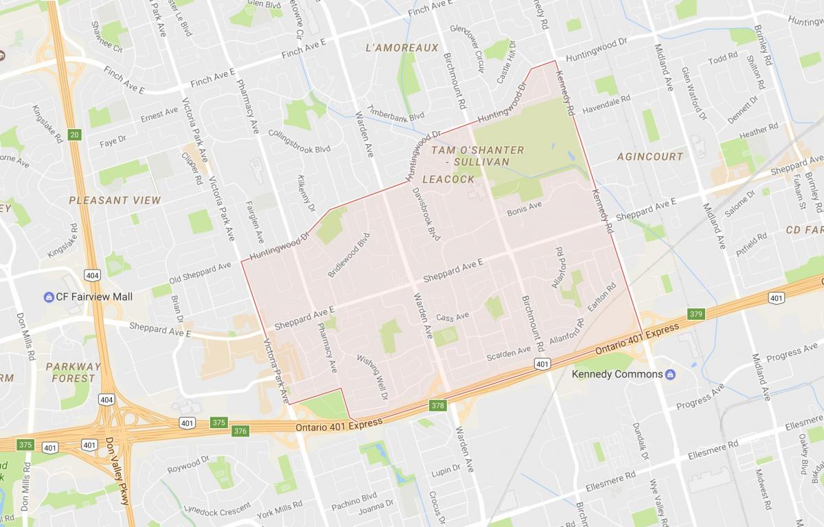 Carte Tam O'Shanter – Sullivan quartier Toronto