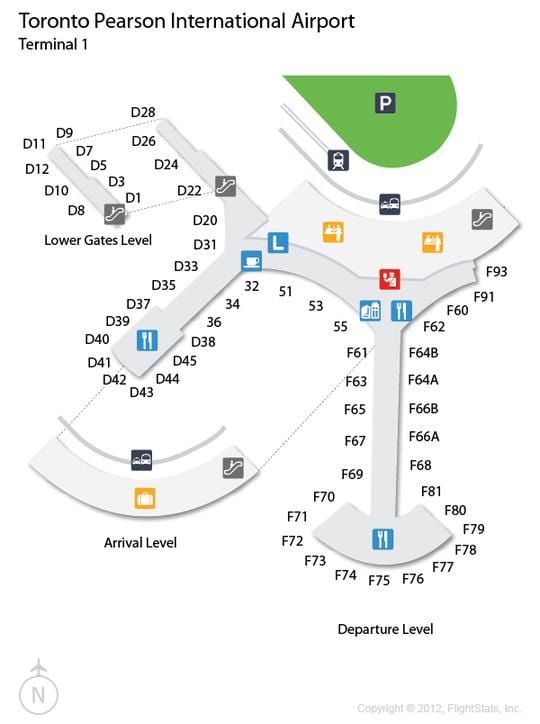Carte terminal 1 aéroport international Pearson de Toronto