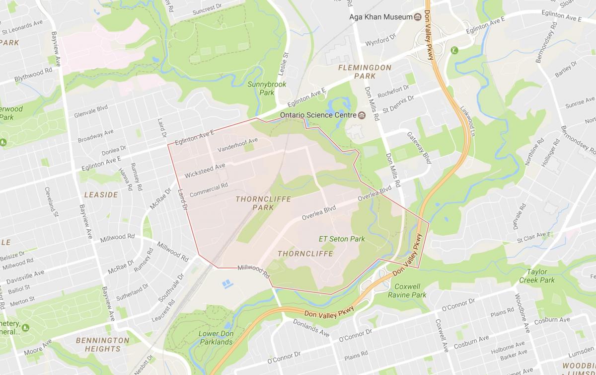 Carte Thorncliffe Park quartier Toronto