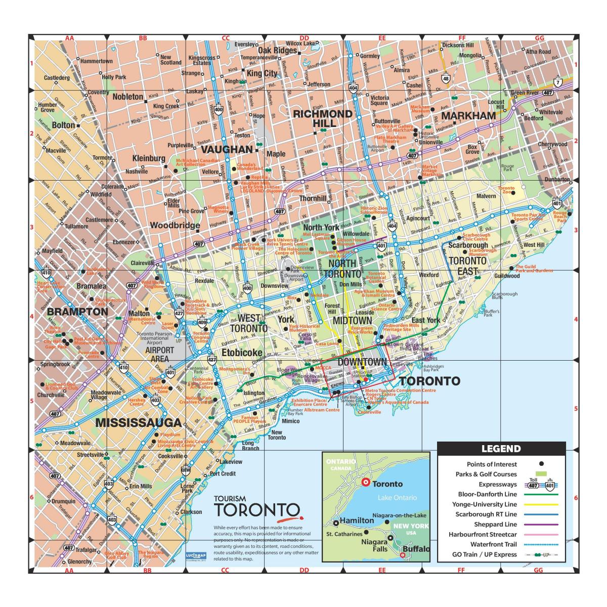 Carte Toronto tourisme