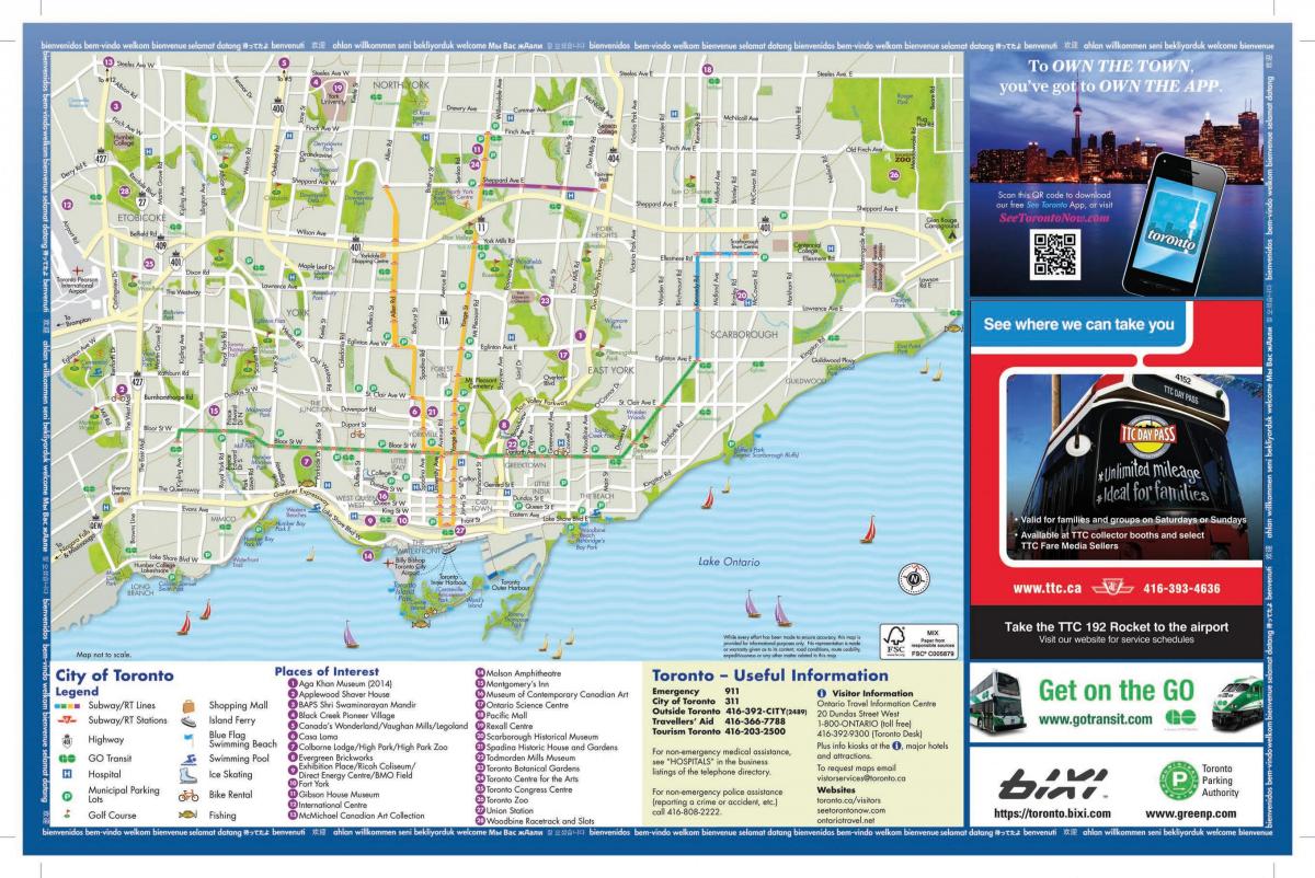 Carte Toronto touristique