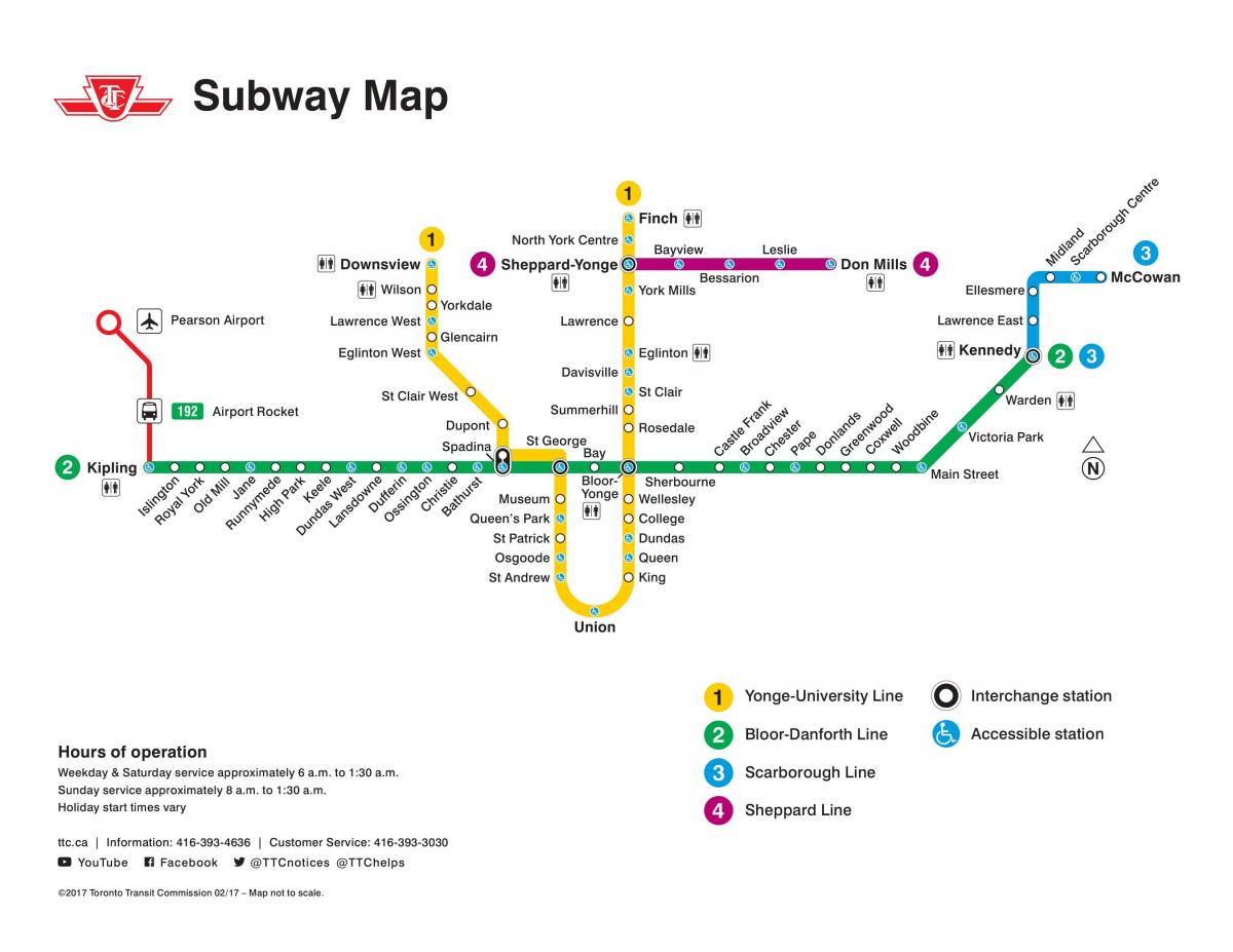 Carte Toronto TTC métro