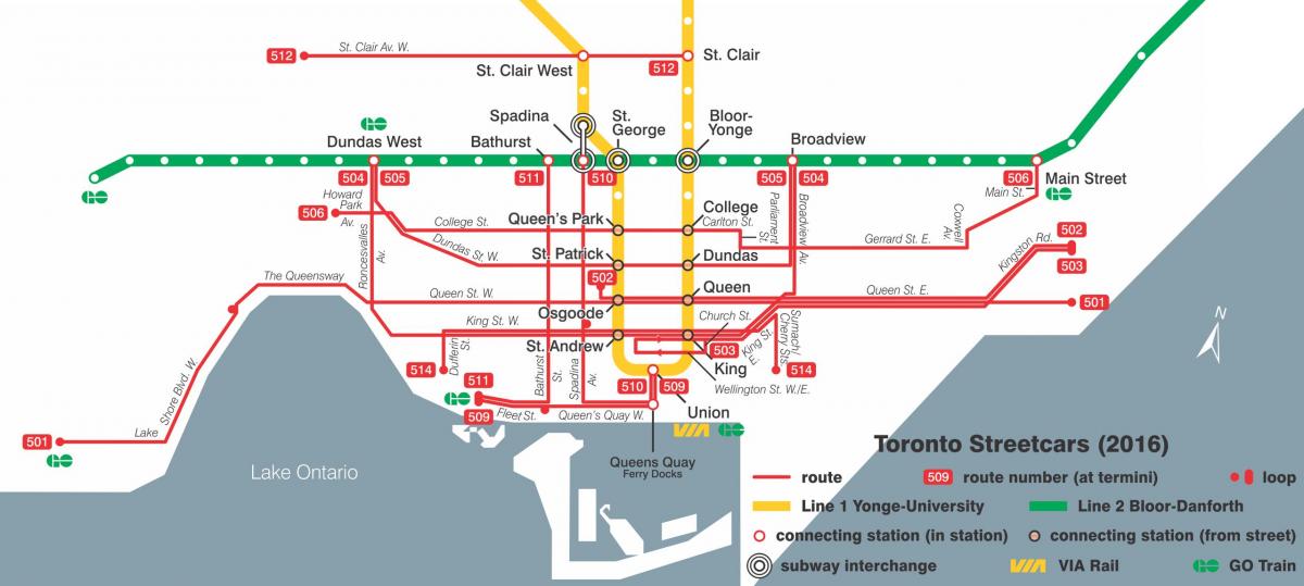 Carte tramway de Toronto