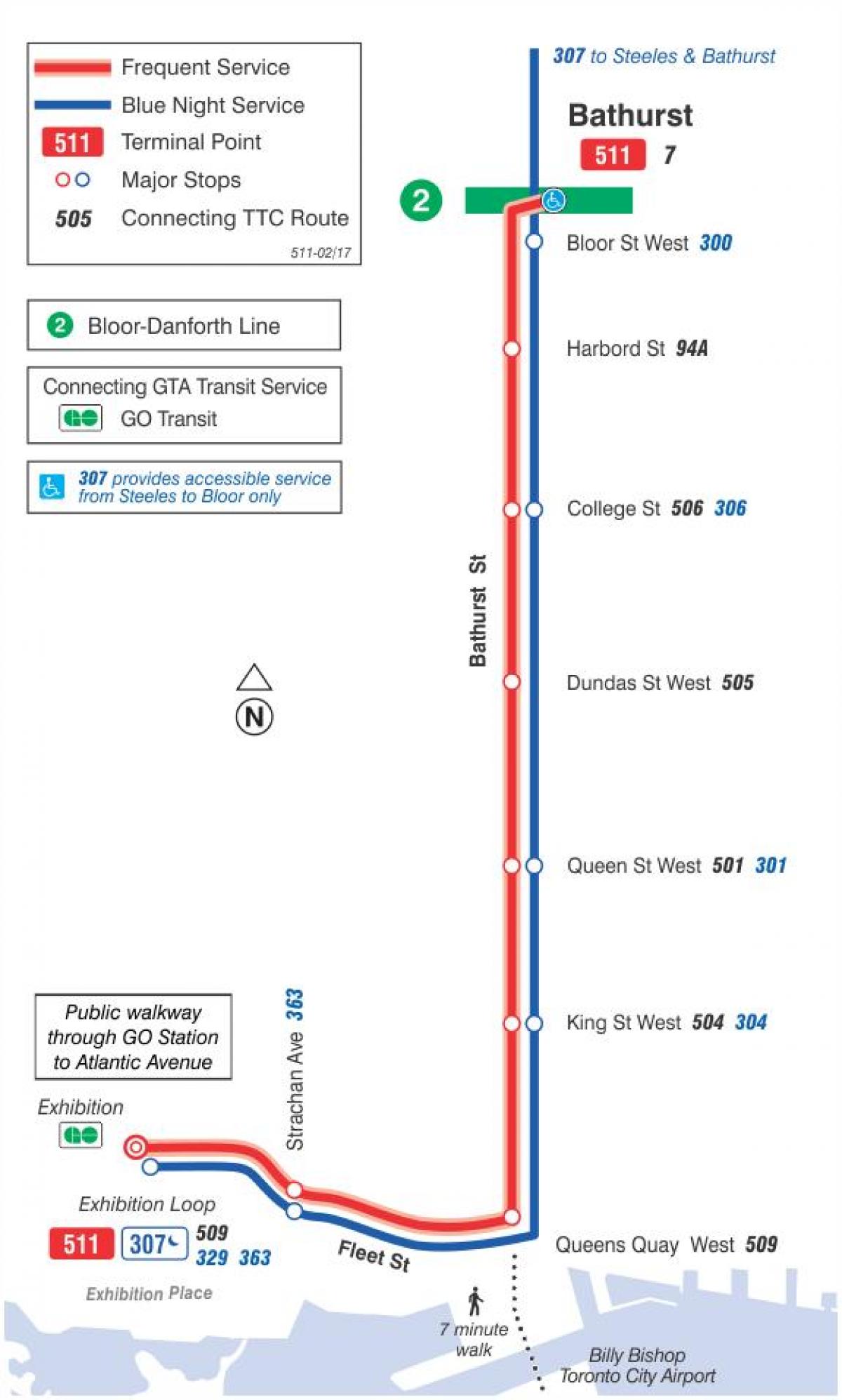 Carte tramway ligne 511 Bathurst