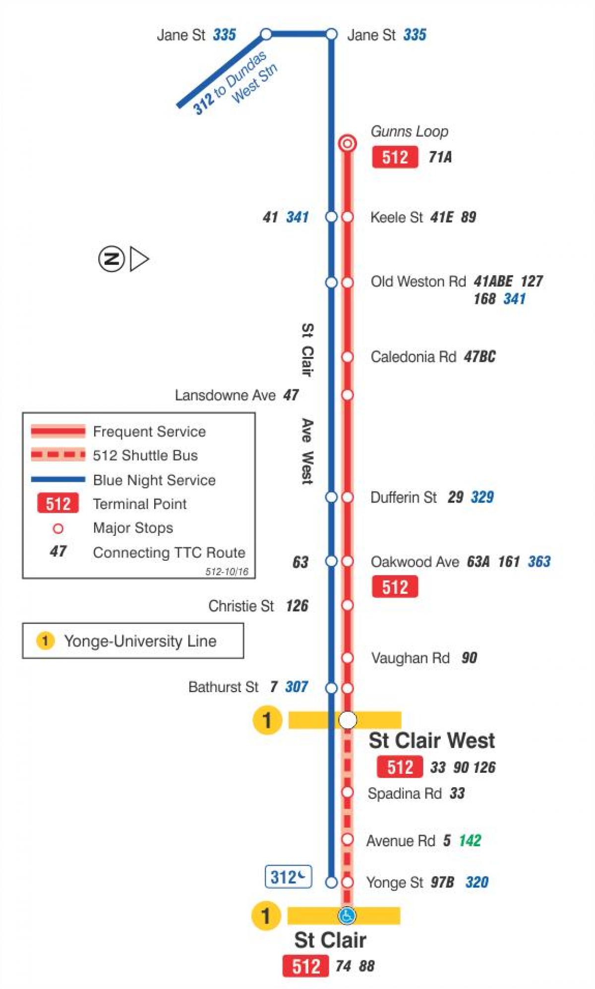 Carte tramway ligne 512 St. Clair