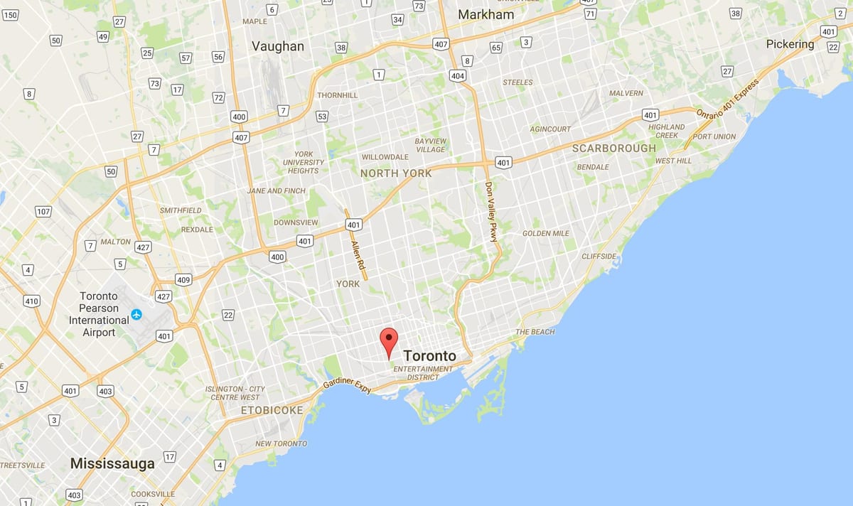 Carte Trinity–Bellwoods district de Toronto