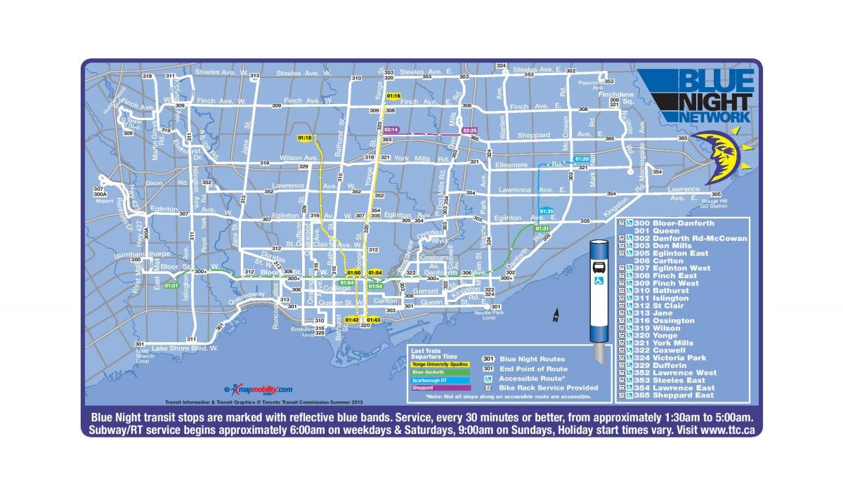 Carte TTC bus de nuit Toronto