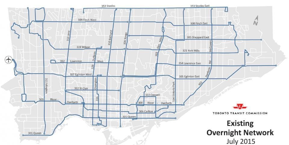 Carte TTC réseau de bus de nuit