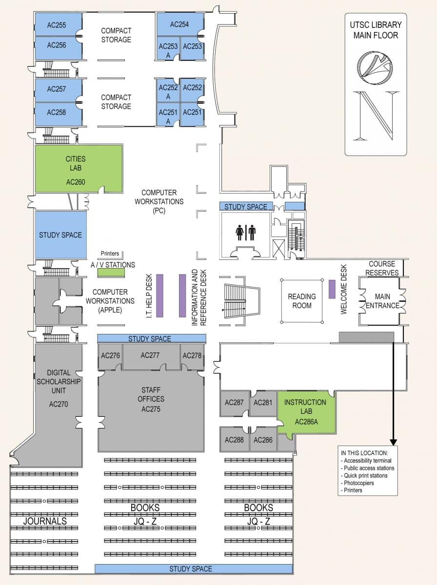Carte université de Toronto Scarborough campus étage principal bibliothèque