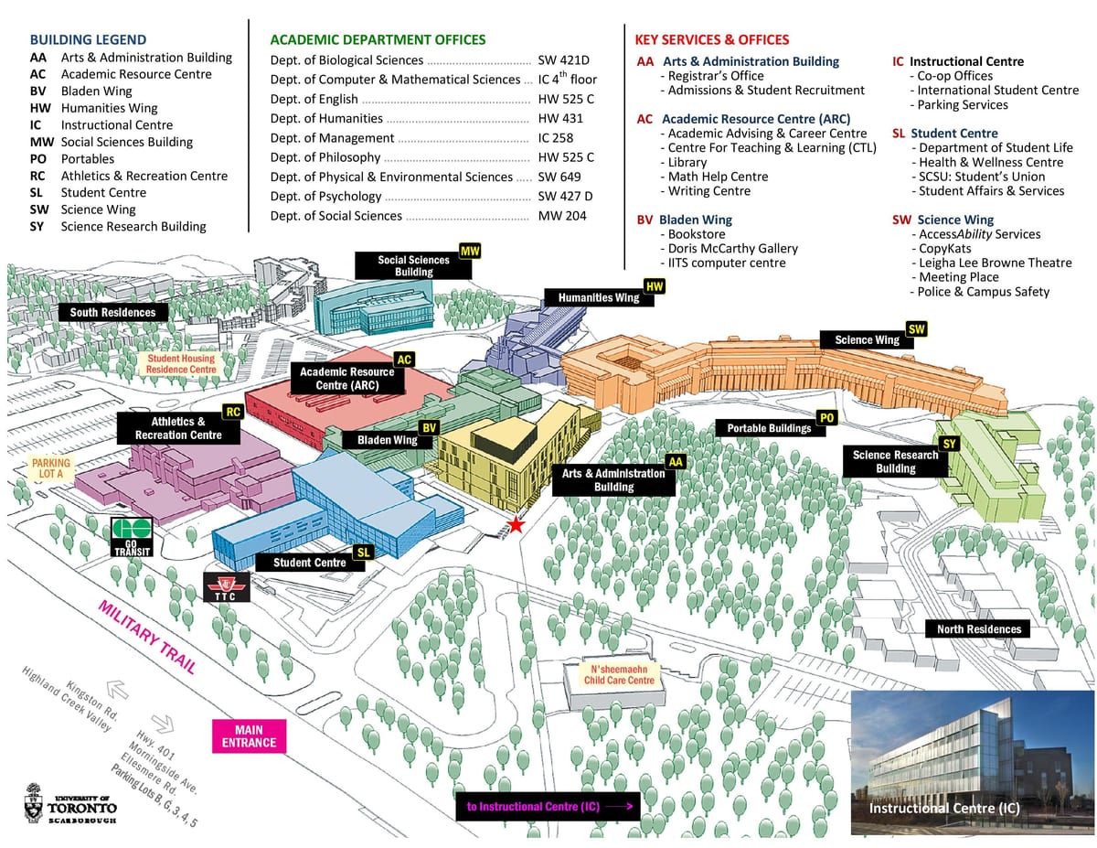 Carte université de Toronto Scarborough campus