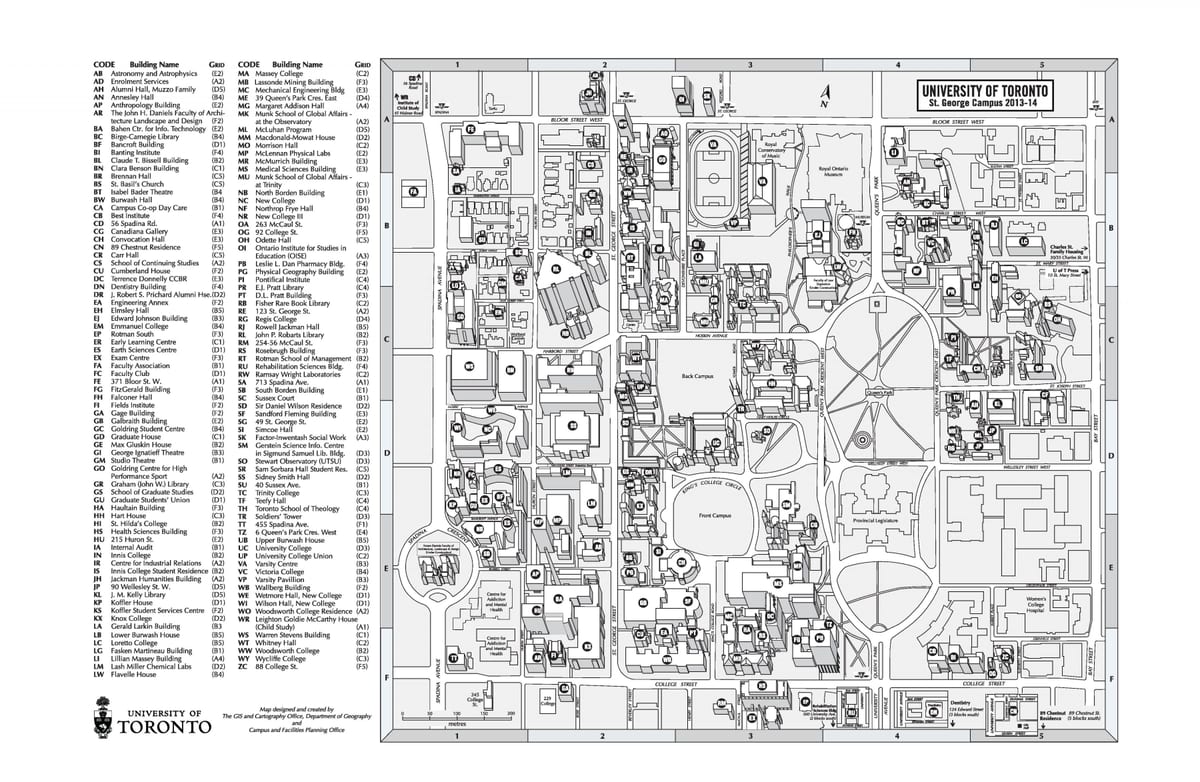 Carte université de Toronto St Georges campus