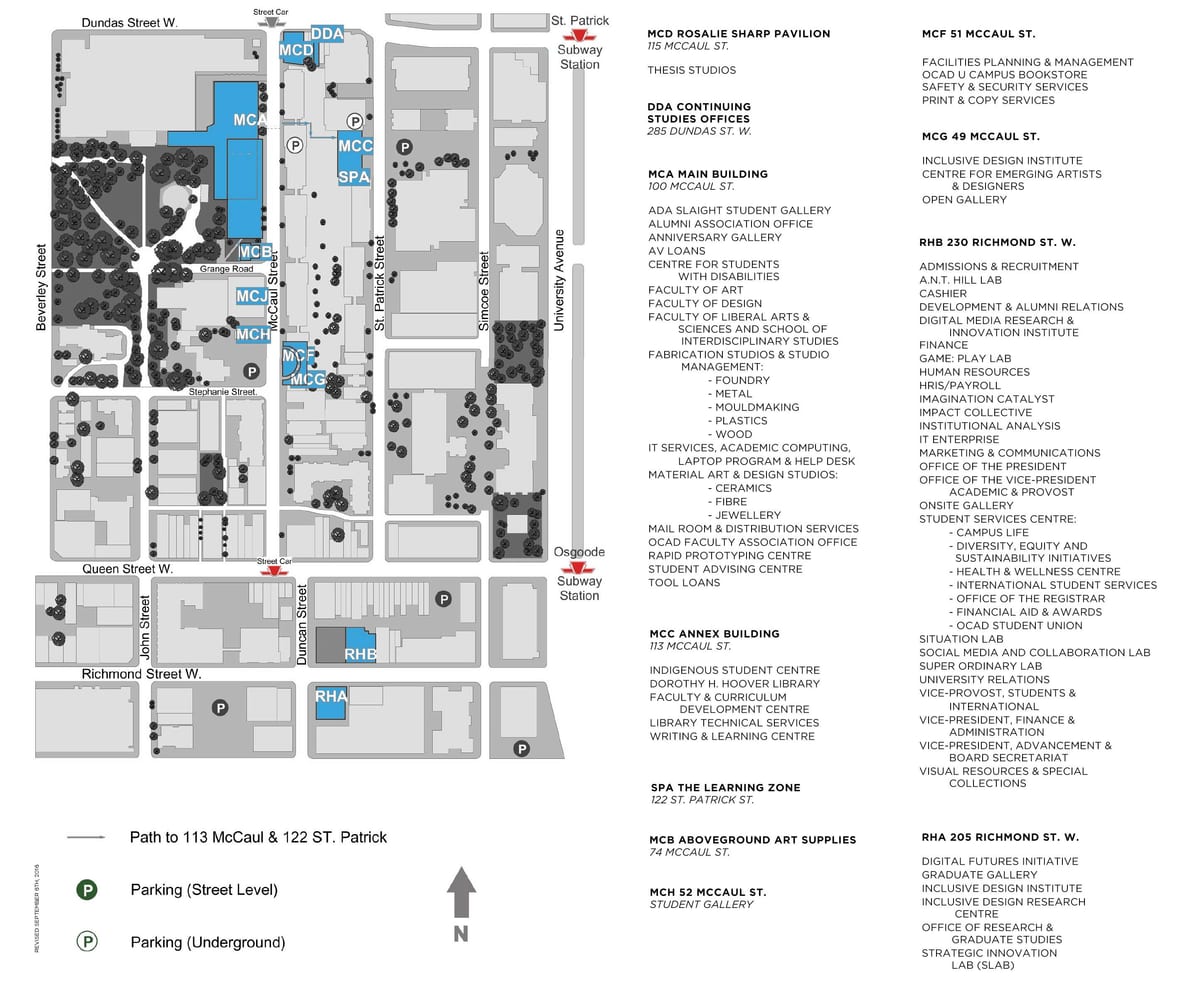Carte université OCAD Toronto