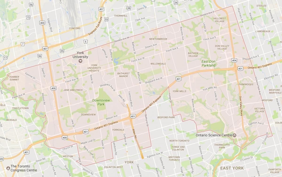 Carte Uptown Toronto quartier Toronto