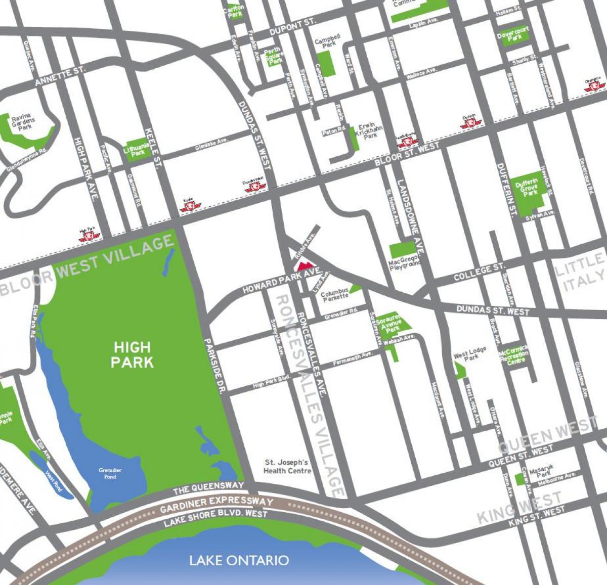 Carte vue d'ensemble High park Toronto