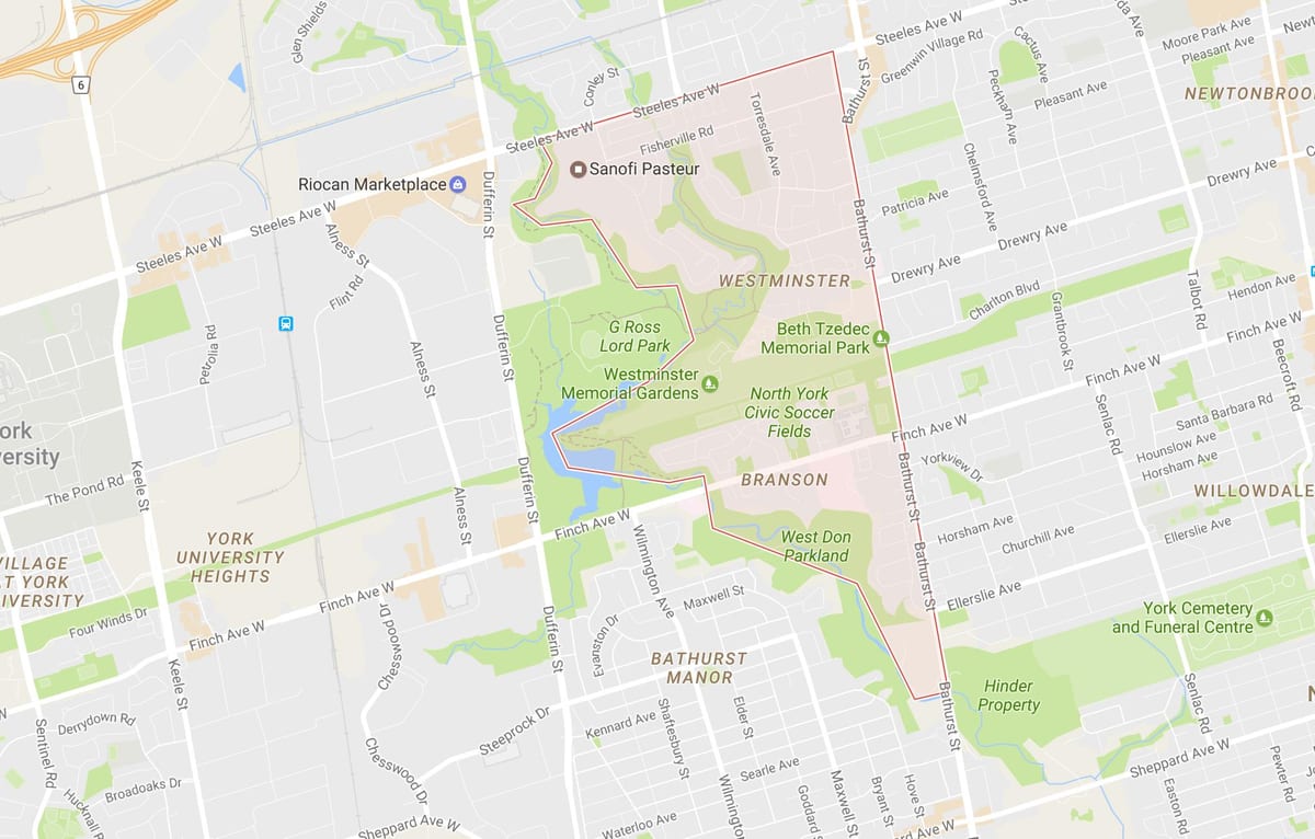 Carte Westminster–Branson quartier Toronto