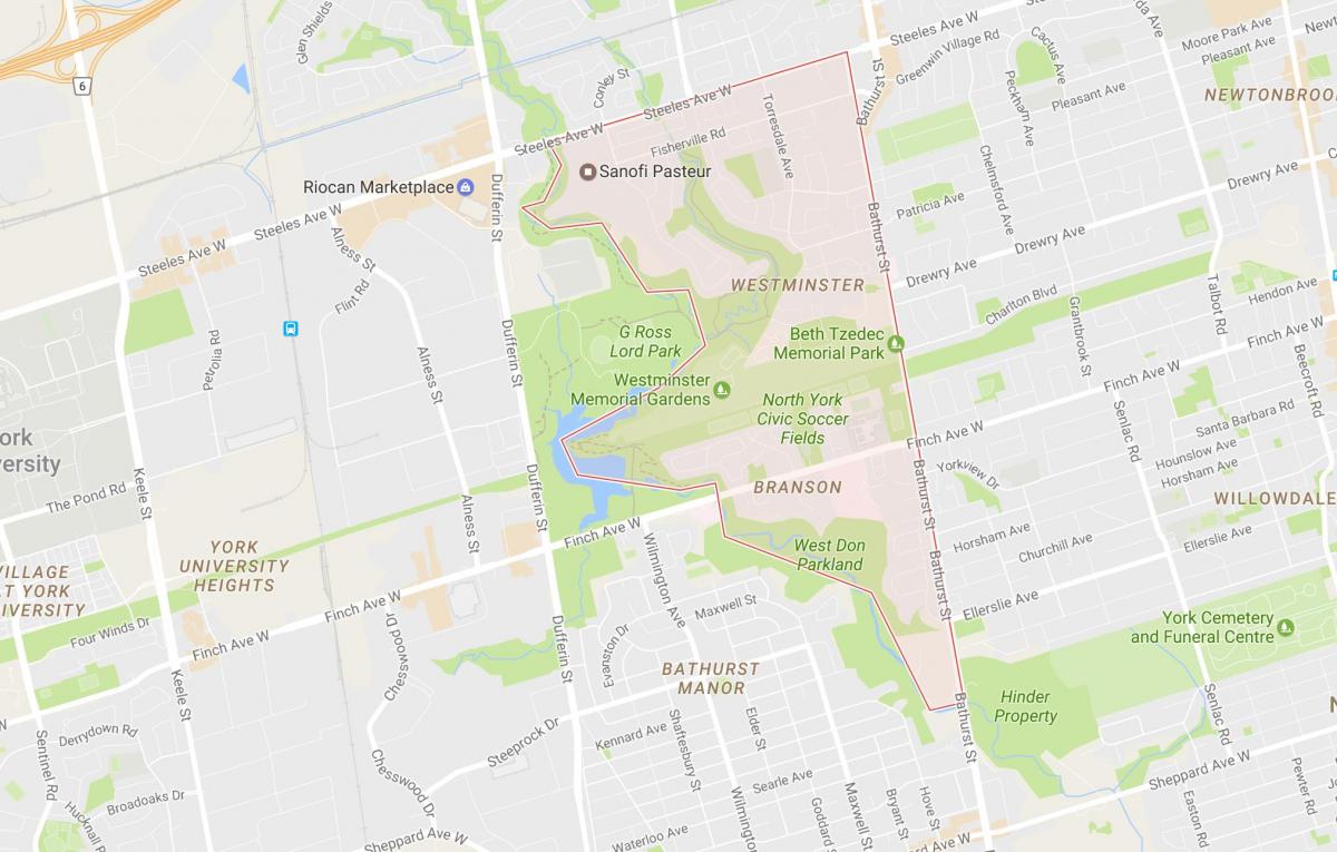 Carte Westminster–Branson quartier Toronto
