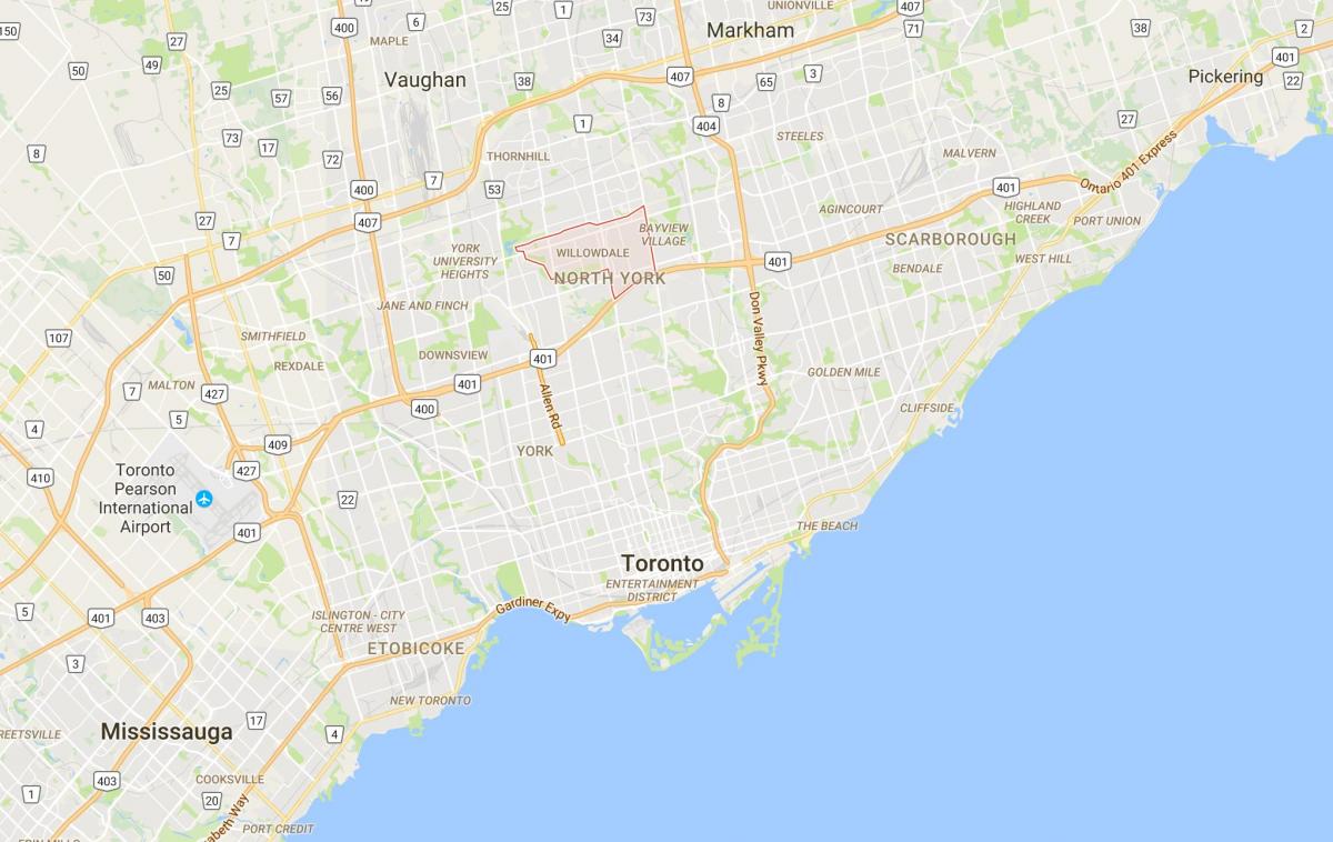 Carte Willowdale district de Toronto