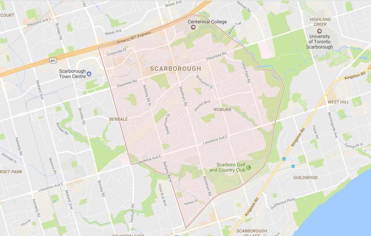 Carte Woburn quartier Toronto