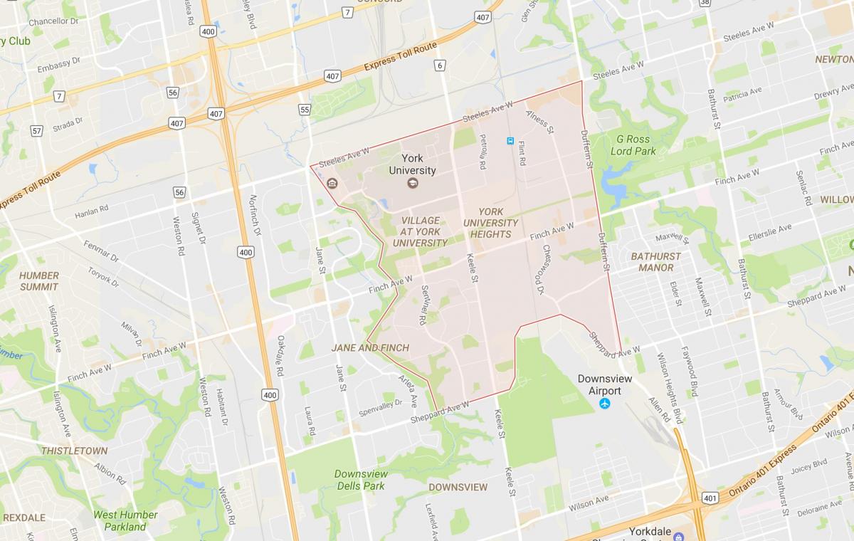 Carte York University Heights quartier Toronto