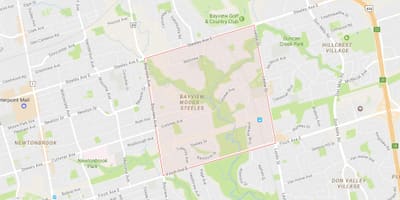 Carte Bayview Woods – Steeles quartier Toronto