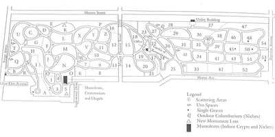 Carte cimetière Mount Pleasant