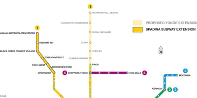 Carte extension métro Toronto