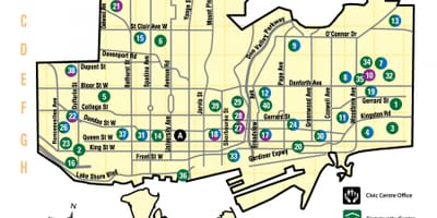 Carte installations récréatives Toronto
