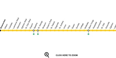 Carte métro Toronto ligne 1 Yonge-University