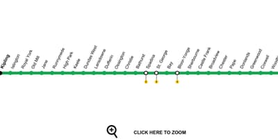 Carte métro Toronto ligne 2 Bloor-Danforth