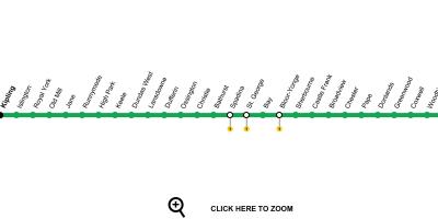 Carte métro Toronto ligne 2 Bloor-Danforth