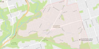 Carte O'Connor–Parkview quartier Toronto