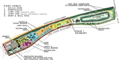 Carte parc vélo Sunnyside Toronto